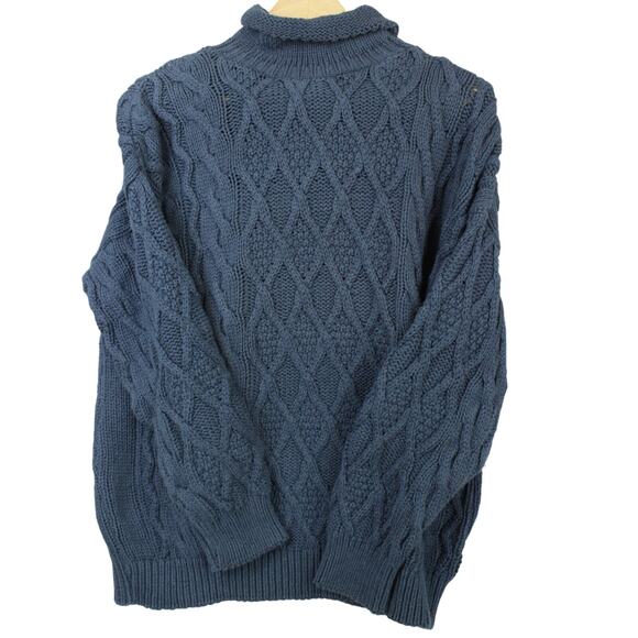 Nisha Women's Blue Chunky Sweater Open Knit No Size Tag Excellent - Picture 1 of 7